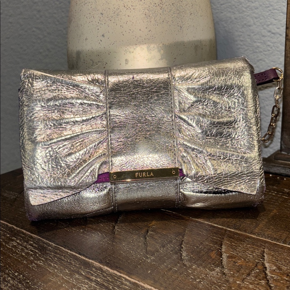 Furla Metallic Silver Wristlet/crossbody bag - Picture 1 of 12